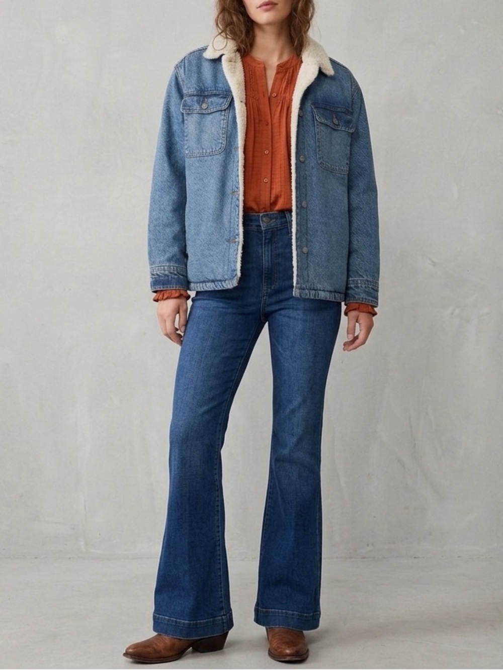 Old Navy Blue Denim Jacket with Fur Lining
